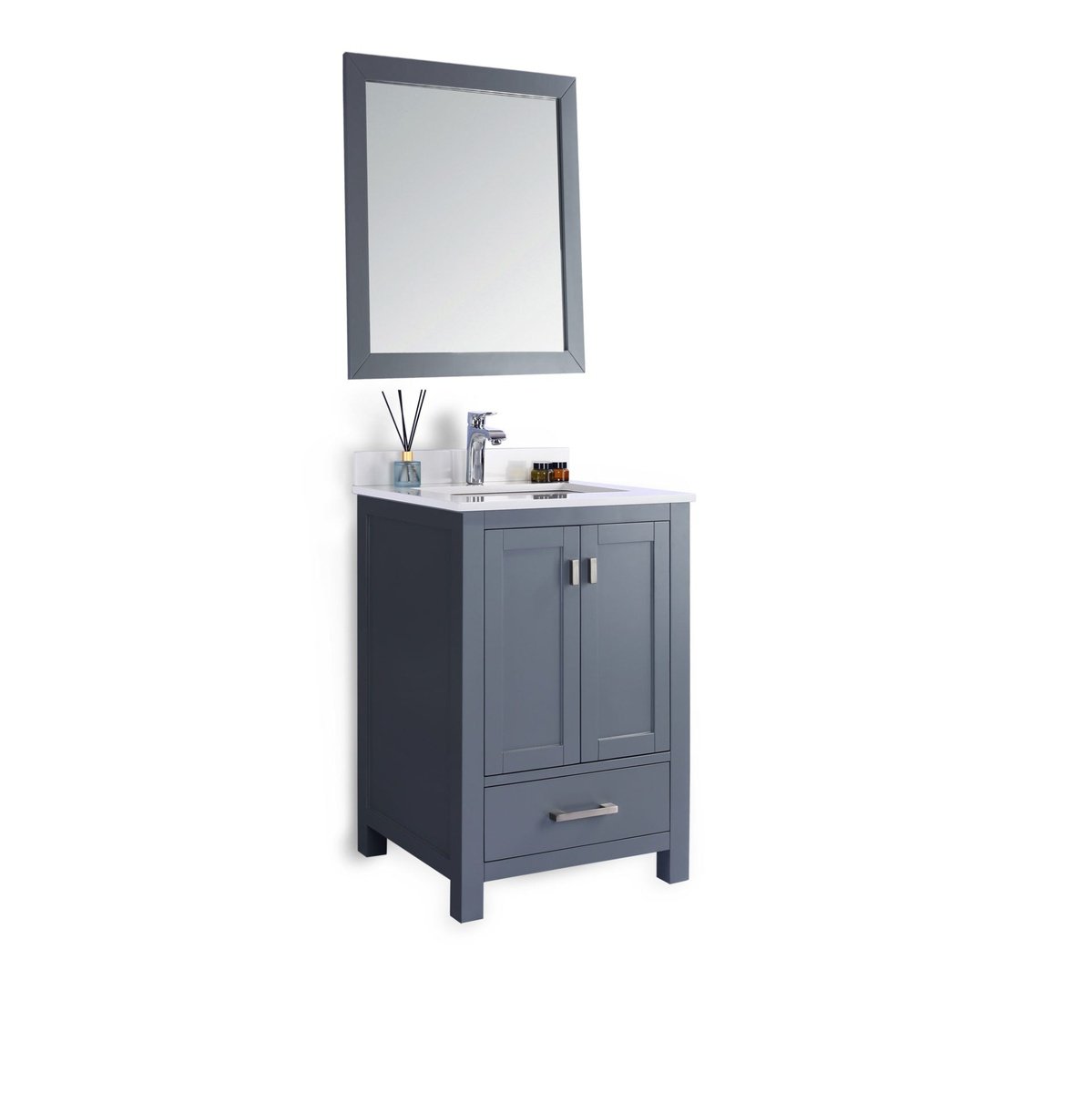 Laviva Wilson 24" Grey Bathroom Vanity with White Quartz Countertop 313ANG-24G-WQ