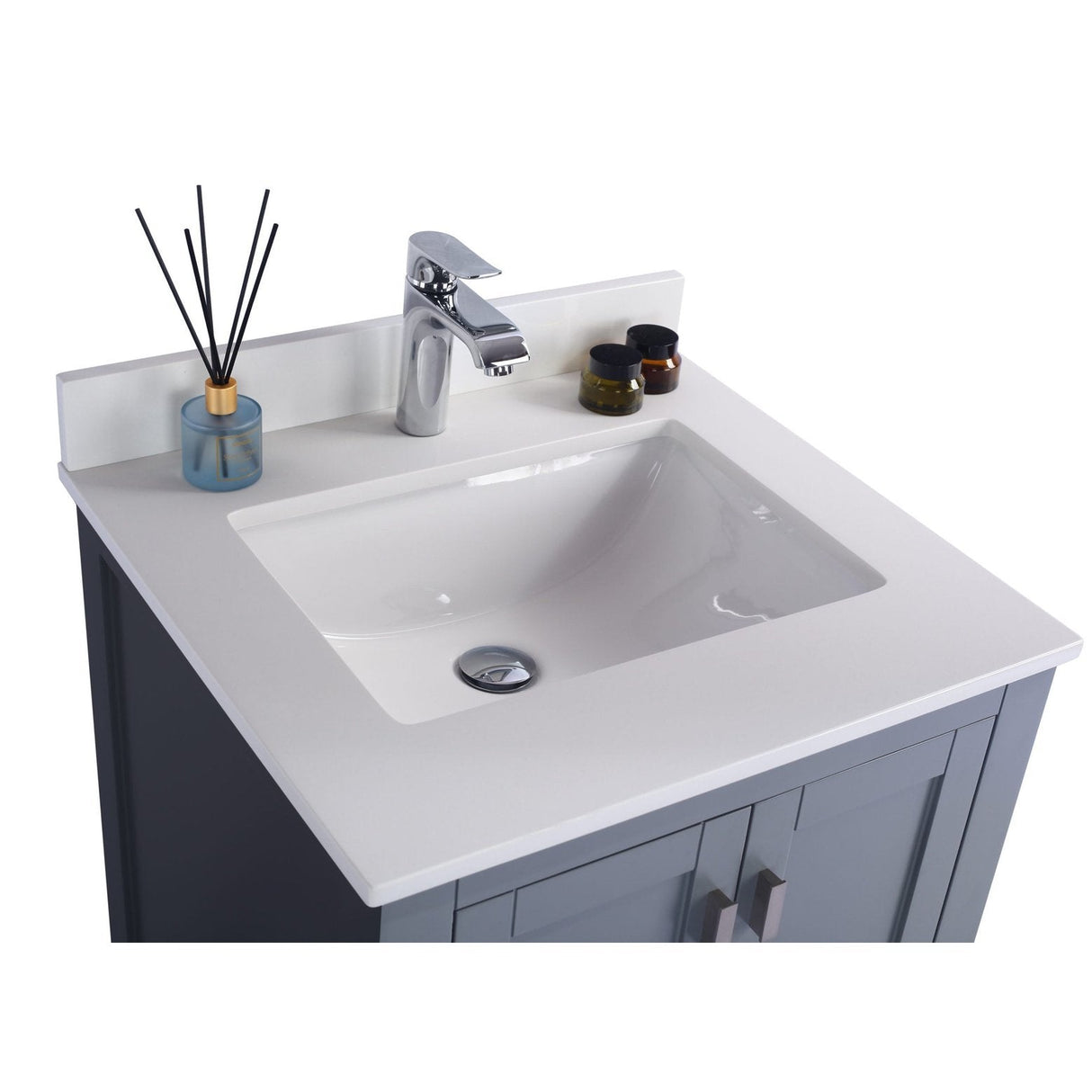 Laviva Wilson 24" Grey Bathroom Vanity with White Quartz Countertop 313ANG-24G-WQ