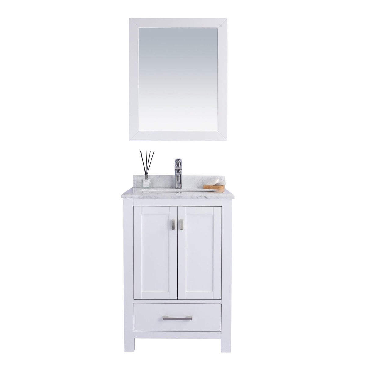 Laviva Wilson 24" White Bathroom Vanity with White Carrara Marble Countertop 313ANG-24W-WC