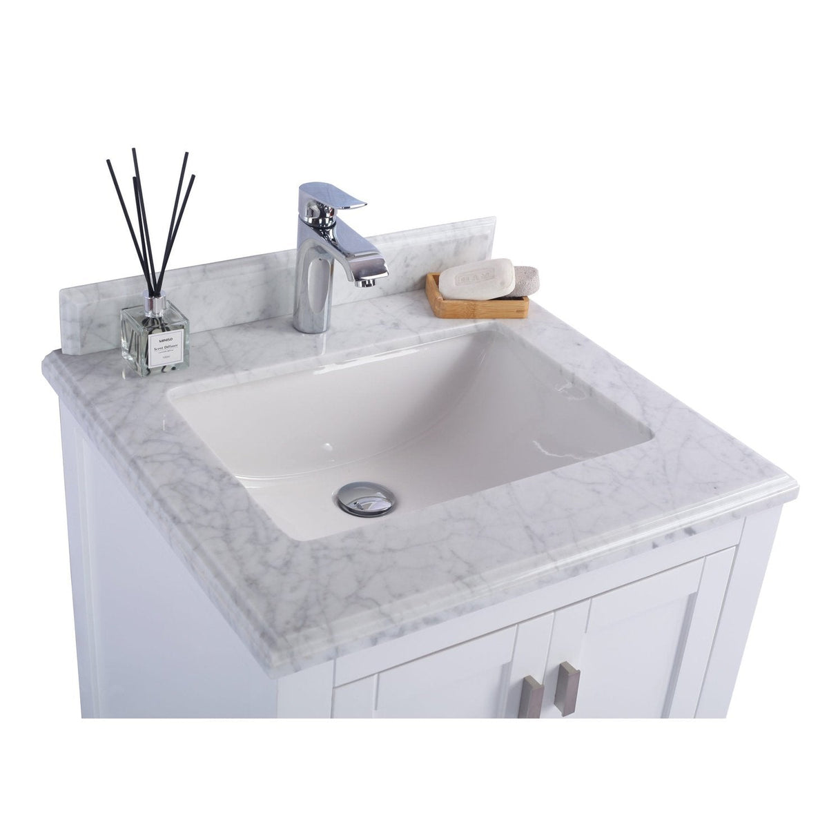 Laviva Wilson 24" White Bathroom Vanity with White Carrara Marble Countertop 313ANG-24W-WC