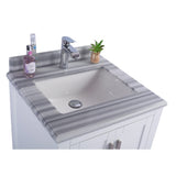 Laviva Wilson 24" White Bathroom Vanity with White Stripes Marble Countertop 313ANG-24W-WS