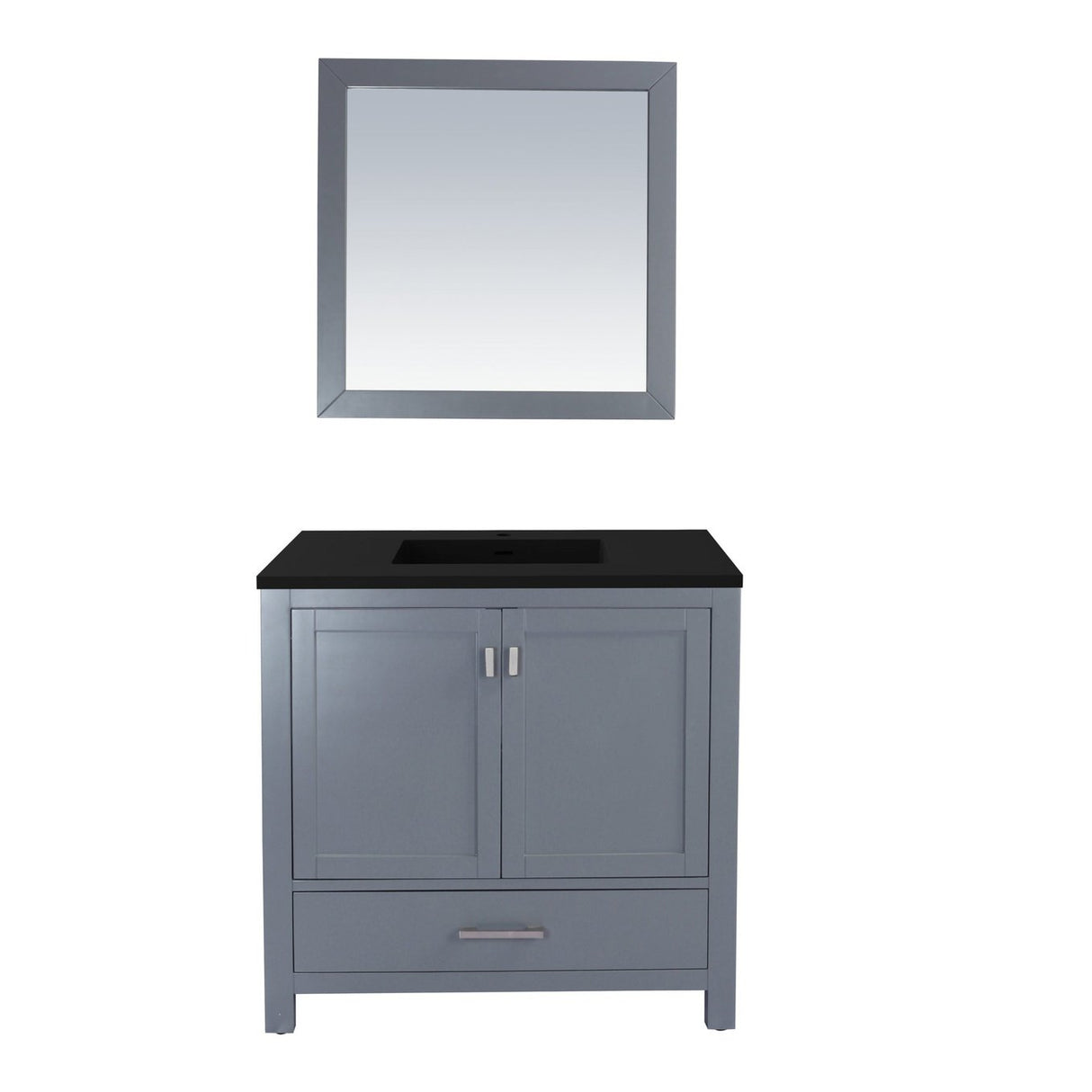 Laviva Wilson 36" Grey Bathroom Vanity with Matte Black VIVA Stone Solid Surface Countertop 313ANG-36G-MB