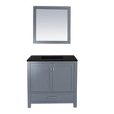 Laviva Wilson 36" Grey Bathroom Vanity with Matte Black VIVA Stone Solid Surface Countertop 313ANG-36G-MB