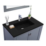 Laviva Wilson 36" Grey Bathroom Vanity with Matte Black VIVA Stone Solid Surface Countertop 313ANG-36G-MB