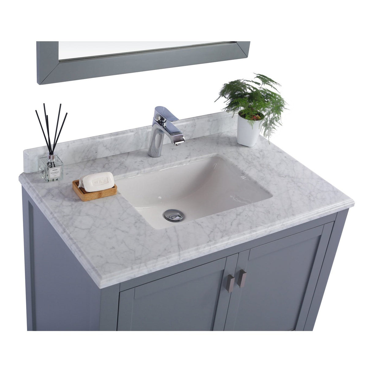 Laviva Wilson 36" Grey Bathroom Vanity with White Carrara Marble Countertop 313ANG-36G-WC