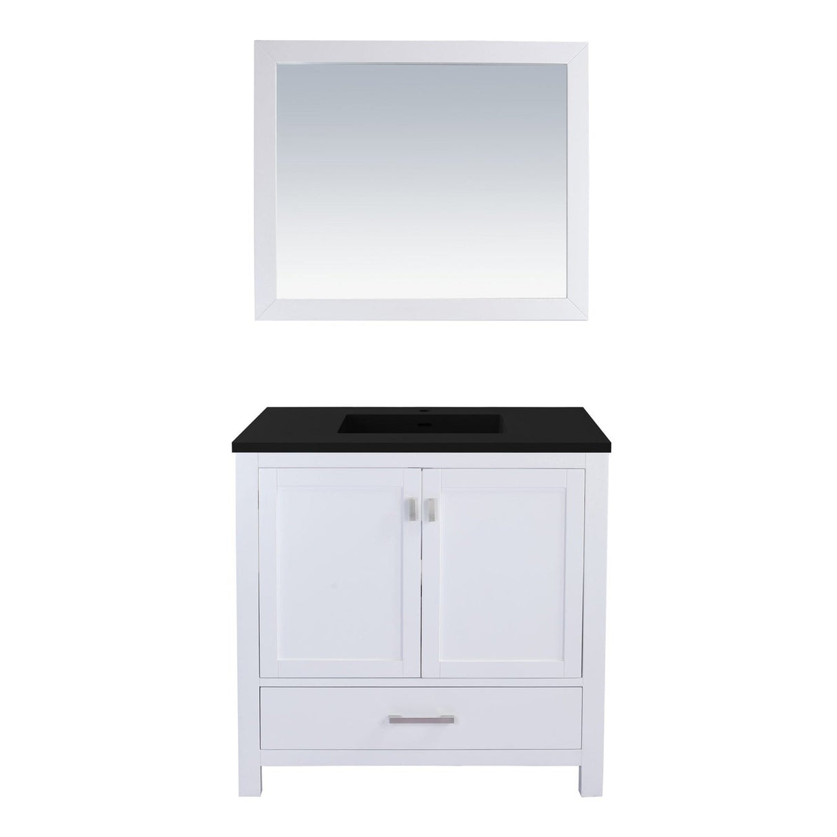 Laviva Wilson 36" White Bathroom Vanity with Matte Black VIVA Stone Solid Surface Countertop 313ANG-36W-MB