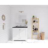 Laviva Wilson 36" White Bathroom Vanity with Matte Black VIVA Stone Solid Surface Countertop 313ANG-36W-MB