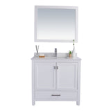 Laviva Wilson 36" White Bathroom Vanity with White Quartz Countertop 313ANG-36W-WQ