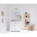 Laviva Wilson 36" White Bathroom Vanity with White Stripes Marble Countertop 313ANG-36W-WS