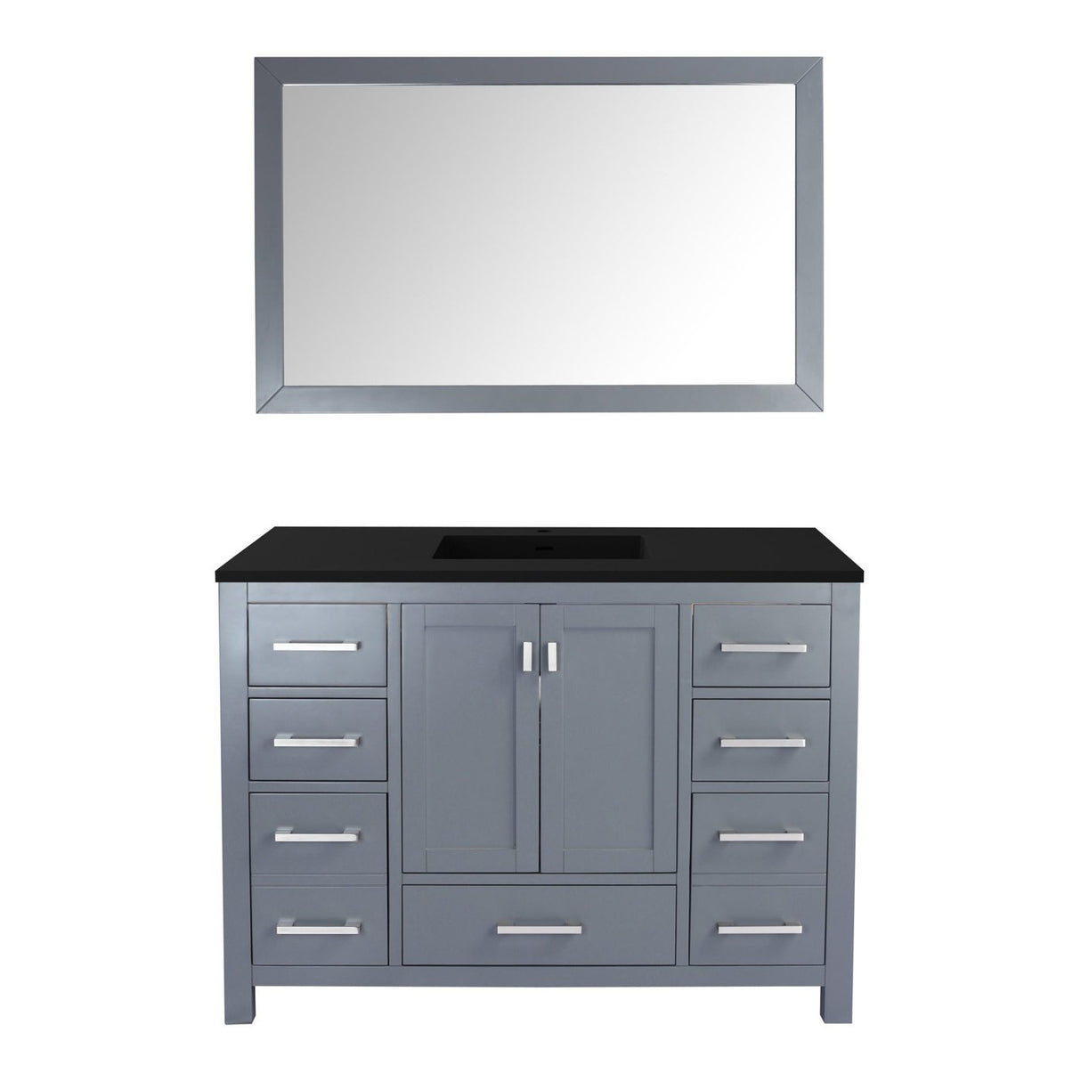 Laviva Wilson 48" Grey Bathroom Vanity with Matte Black VIVA Stone Solid Surface Countertop 313ANG-48G-MB