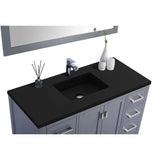 Laviva Wilson 48" Grey Bathroom Vanity with Matte Black VIVA Stone Solid Surface Countertop 313ANG-48G-MB