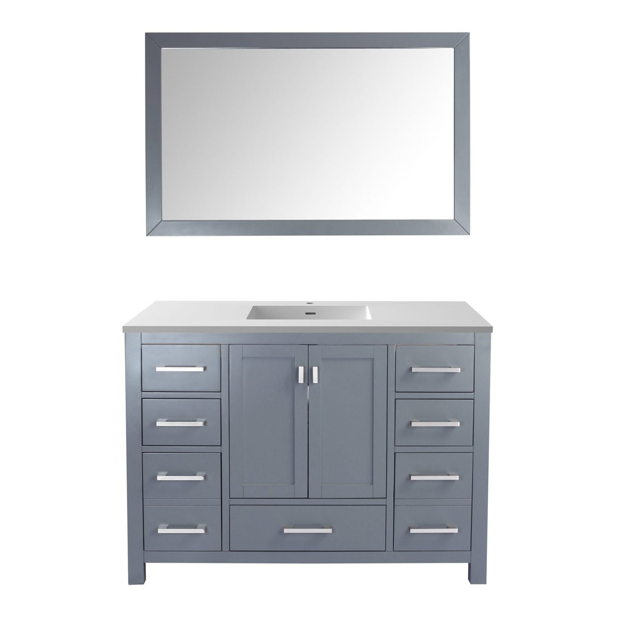 Laviva Wilson 48" Grey Bathroom Vanity with Matte White VIVA Stone Solid Surface Countertop 313ANG-48G-MW