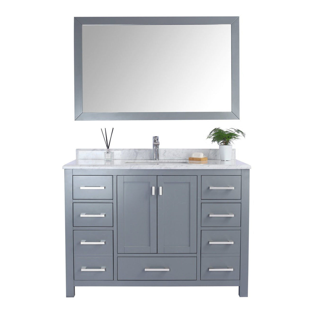 Laviva Wilson 48" Grey Bathroom Vanity with White Carrara Marble Countertop 313ANG-48G-WC