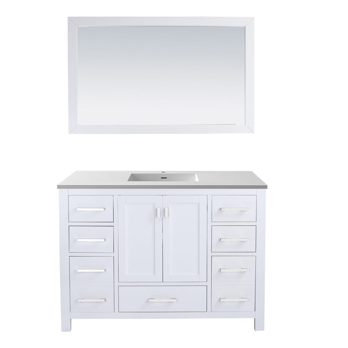 Laviva Wilson 48" White Bathroom Vanity with Matte White VIVA Stone Solid Surface Countertop 313ANG-48W-MW