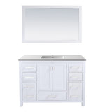 Laviva Wilson 48" White Bathroom Vanity with Matte White VIVA Stone Solid Surface Countertop 313ANG-48W-MW