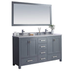 Laviva Wilson 60" Grey Double Sink Bathroom Vanity with White Stripes Marble Countertop 313ANG-60G-WS