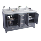 Laviva Wilson 60" Grey Double Sink Bathroom Vanity with White Stripes Marble Countertop 313ANG-60G-WS