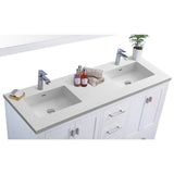 Laviva Wilson 60" White Double Sink Bathroom Vanity with Matte White VIVA Stone Solid Surface Countertop 313ANG-60W-MW