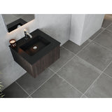 Laviva Legno 24" Carbon Oak Bathroom Vanity with Matte Black VIVA Stone Solid Surface Countertop 313LGN-24CR-MB