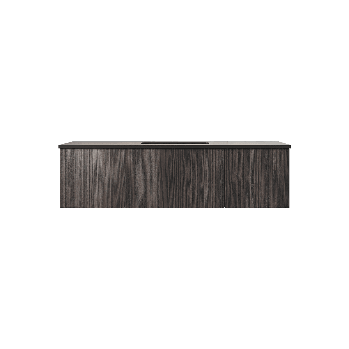 Laviva Legno 54" Carbon Oak Bathroom Vanity with Matte Black VIVA Stone Solid Surface Countertop 313LGN-54CR-MB