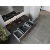 Laviva Legno 54" Carbon Oak Bathroom Vanity with Matte Black VIVA Stone Solid Surface Countertop 313LGN-54CR-MB