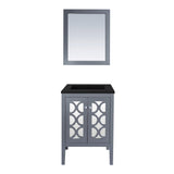 Laviva Mediterraneo 24" Grey Bathroom Vanity with Matte Black VIVA Stone Solid Surface Countertop 313MKSH-24G-MB