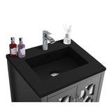 Laviva Mediterraneo 24" Grey Bathroom Vanity with Matte Black VIVA Stone Solid Surface Countertop 313MKSH-24G-MB