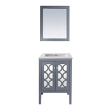 Laviva Mediterraneo 24" Grey Bathroom Vanity with Matte White VIVA Stone Solid Surface Countertop 313MKSH-24G-MW