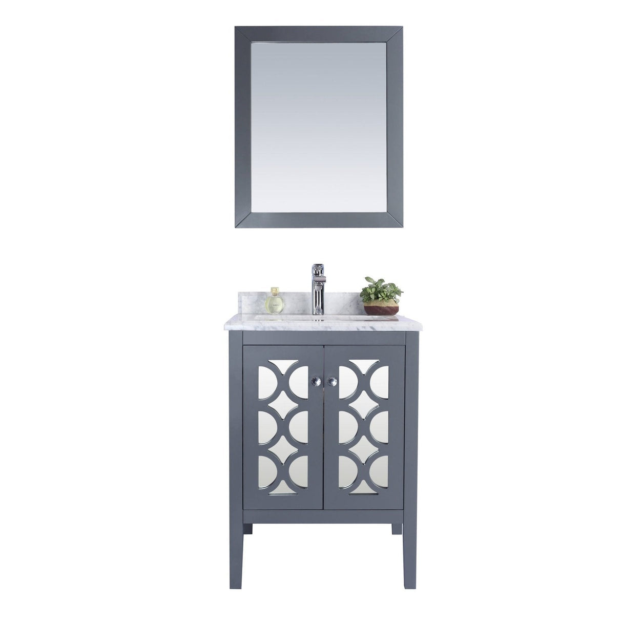 Laviva Mediterraneo 24" Grey Bathroom Vanity with White Carrara Marble Countertop 313MKSH-24G-WC