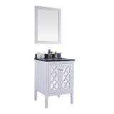 Laviva Mediterraneo 24" White Bathroom Vanity with Black Wood Marble Countertop 313MKSH-24W-BW