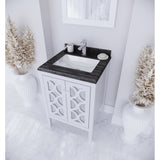 Laviva Mediterraneo 24" White Bathroom Vanity with Black Wood Marble Countertop 313MKSH-24W-BW