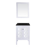 Laviva Mediterraneo 24" White Bathroom Vanity with Matte Black VIVA Stone Solid Surface Countertop 313MKSH-24W-MB