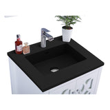 Laviva Mediterraneo 24" White Bathroom Vanity with Matte Black VIVA Stone Solid Surface Countertop 313MKSH-24W-MB