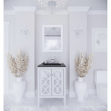 Laviva Mediterraneo 24" White Bathroom Vanity with Matte Black VIVA Stone Solid Surface Countertop 313MKSH-24W-MB