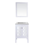 Laviva Mediterraneo 24" White Bathroom Vanity with Matte White VIVA Stone Solid Surface Countertop 313MKSH-24W-MW