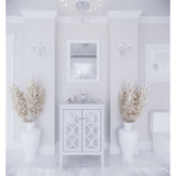 Laviva Mediterraneo 24" White Bathroom Vanity with Matte White VIVA Stone Solid Surface Countertop 313MKSH-24W-MW