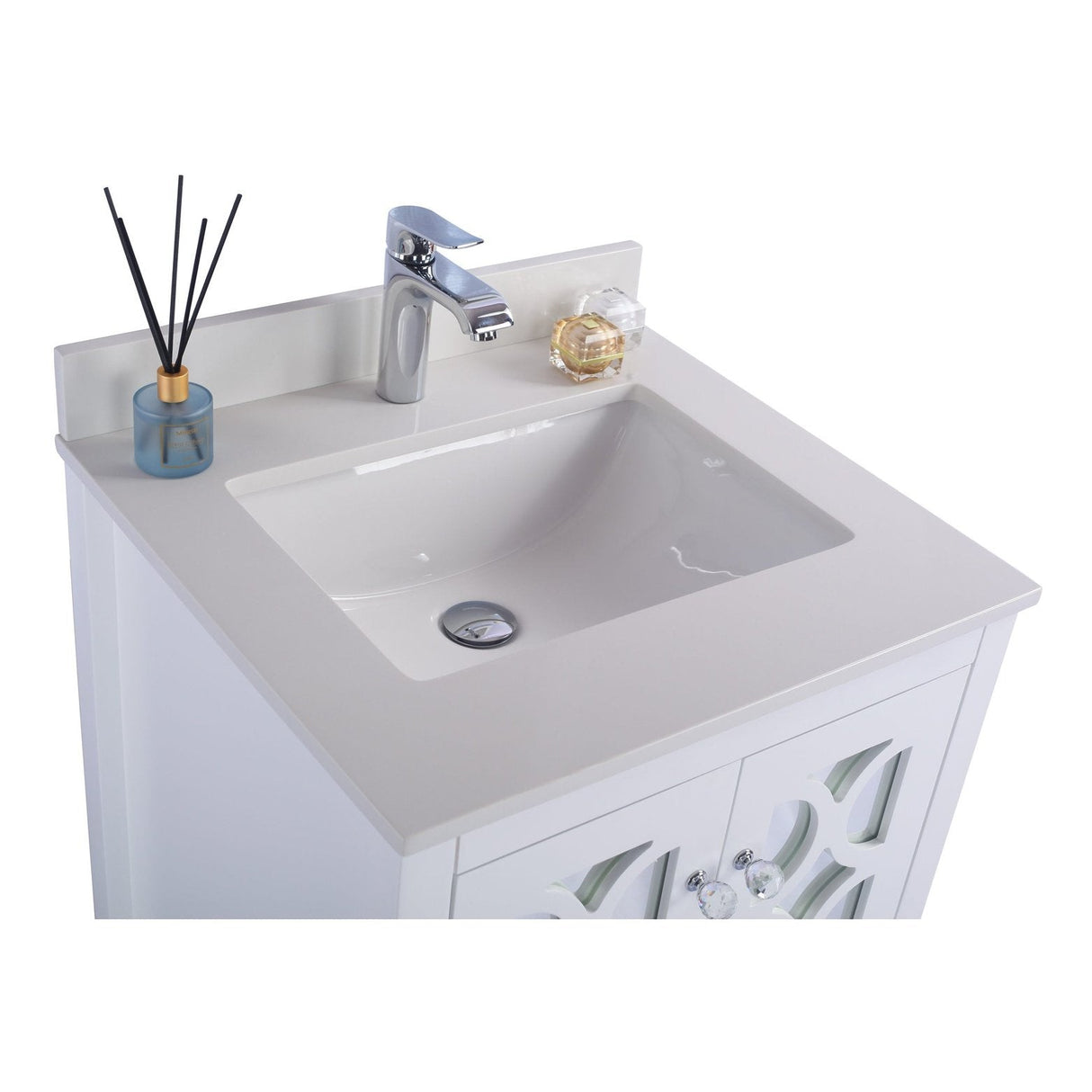 Laviva Mediterraneo 24" White Bathroom Vanity with White Quartz Countertop 313MKSH-24W-WQ