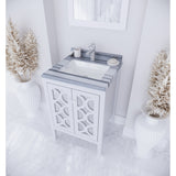 Laviva Mediterraneo 24" White Bathroom Vanity with White Stripes Marble Countertop 313MKSH-24W-WS