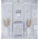 Laviva Mediterraneo 24" White Bathroom Vanity with White Stripes Marble Countertop 313MKSH-24W-WS