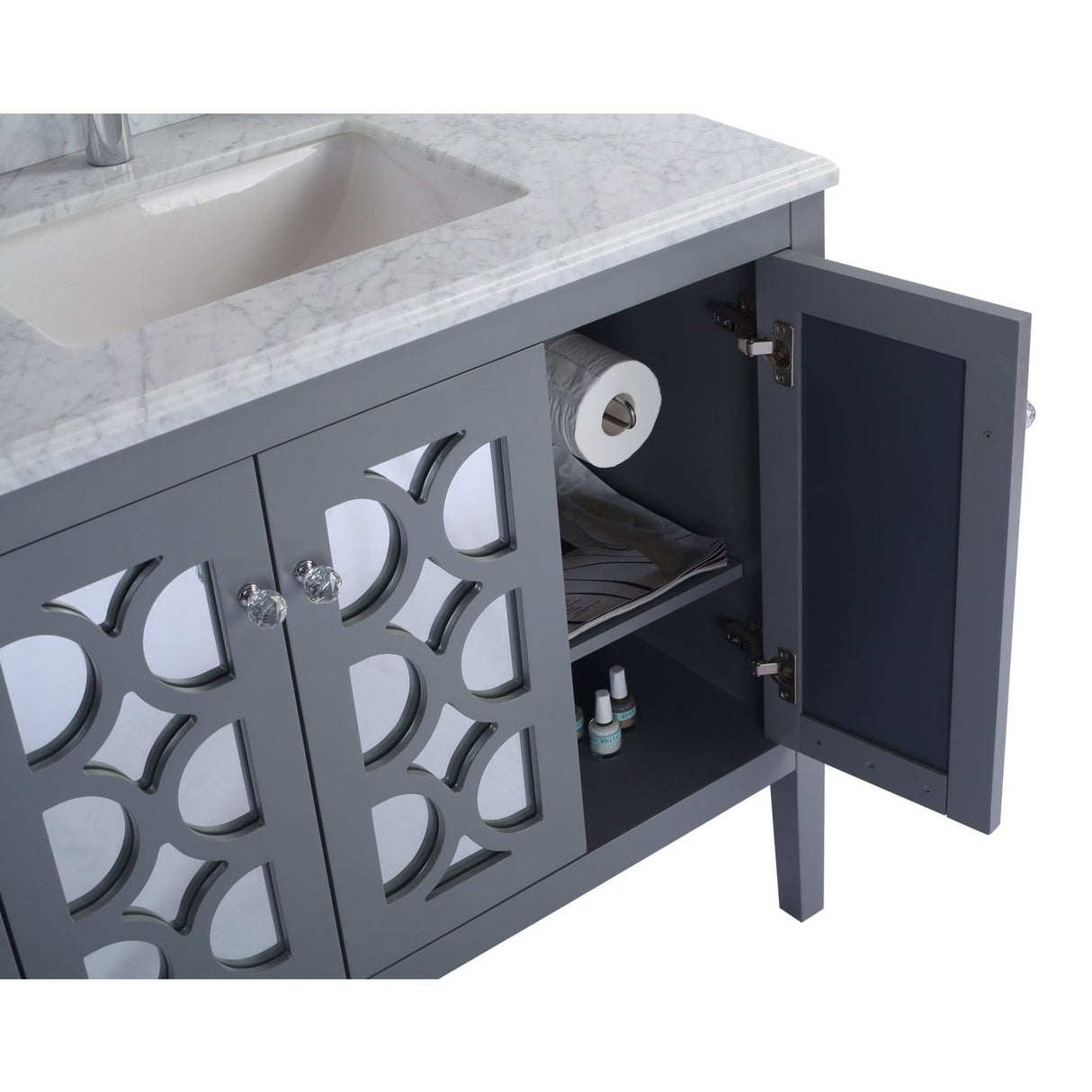 Laviva Mediterraneo 36" Grey Bathroom Vanity with Black Wood Marble Countertop 313MKSH-36G-BW