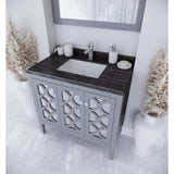 Laviva Mediterraneo 36" Grey Bathroom Vanity with Black Wood Marble Countertop 313MKSH-36G-BW