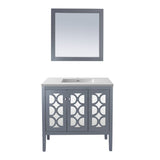 Laviva Mediterraneo 36" Grey Bathroom Vanity with Matte White VIVA Stone Solid Surface Countertop 313MKSH-36G-MW