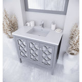 Laviva Mediterraneo 36" Grey Bathroom Vanity with Matte White VIVA Stone Solid Surface Countertop 313MKSH-36G-MW