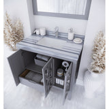 Laviva Mediterraneo 36" Grey Bathroom Vanity with White Stripes Marble Countertop 313MKSH-36G-WS