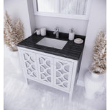 Laviva Mediterraneo 36" White Bathroom Vanity with Black Wood Marble Countertop 313MKSH-36W-BW