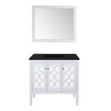 Laviva Mediterraneo 36" White Bathroom Vanity with Matte Black VIVA Stone Solid Surface Countertop 313MKSH-36W-MB