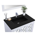 Laviva Mediterraneo 36" White Bathroom Vanity with Matte Black VIVA Stone Solid Surface Countertop 313MKSH-36W-MB