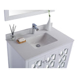 Laviva Mediterraneo 36" White Bathroom Vanity with White Quartz Countertop 313MKSH-36W-WQ