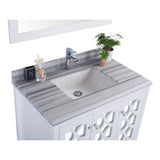 Laviva Mediterraneo 36" White Bathroom Vanity with White Stripes Marble Countertop 313MKSH-36W-WS