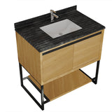 Laviva Alto 36" California White Oak Bathroom Vanity with Black Wood Marble Countertop 313SMR-36CO-BW